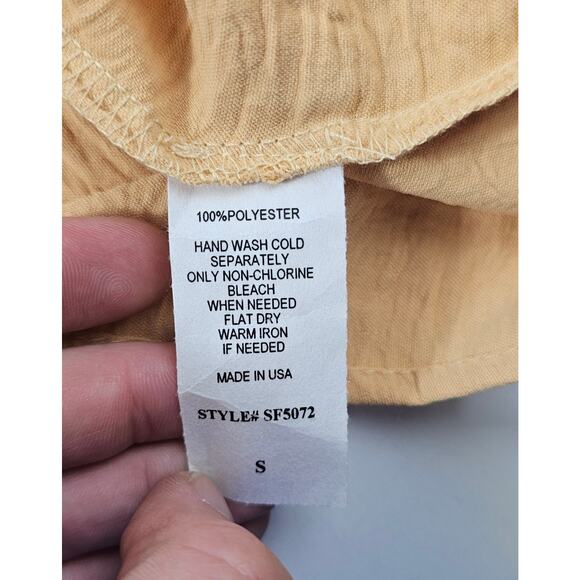 NWT Six Fifty yellow crinkle knot front sz small short sleeve oversized summer - Picture 5 of 7